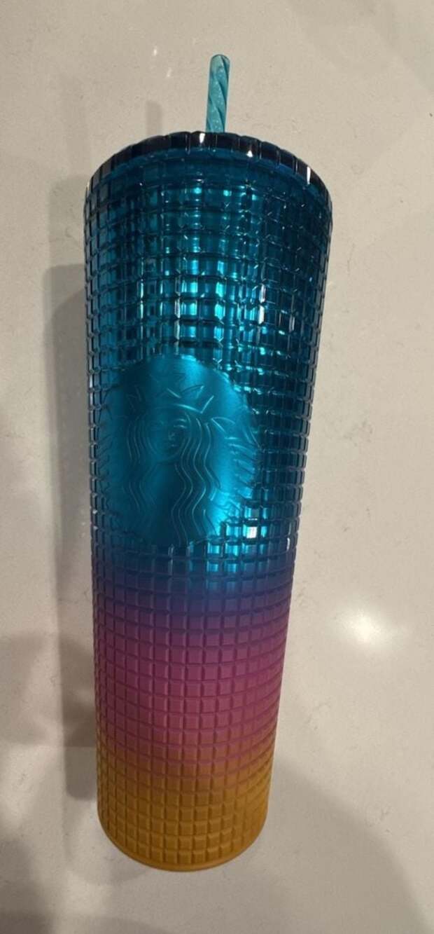 Starbucks Blue to Orange Ombre Studded Cold Cup Tumbler 24oz